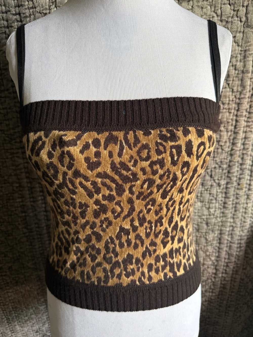 Dolce & Gabbana Leopard Knit Cami - Brown & Gold 100%Cashmere